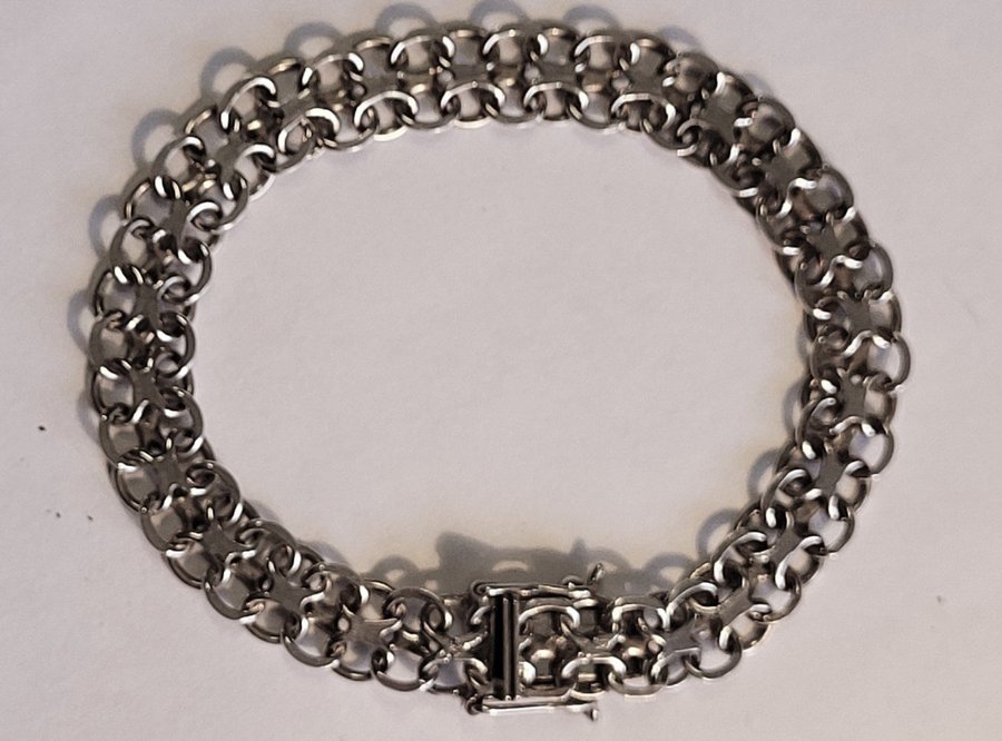 Armband X-länk i äkta silver 185 cm x 9 mm