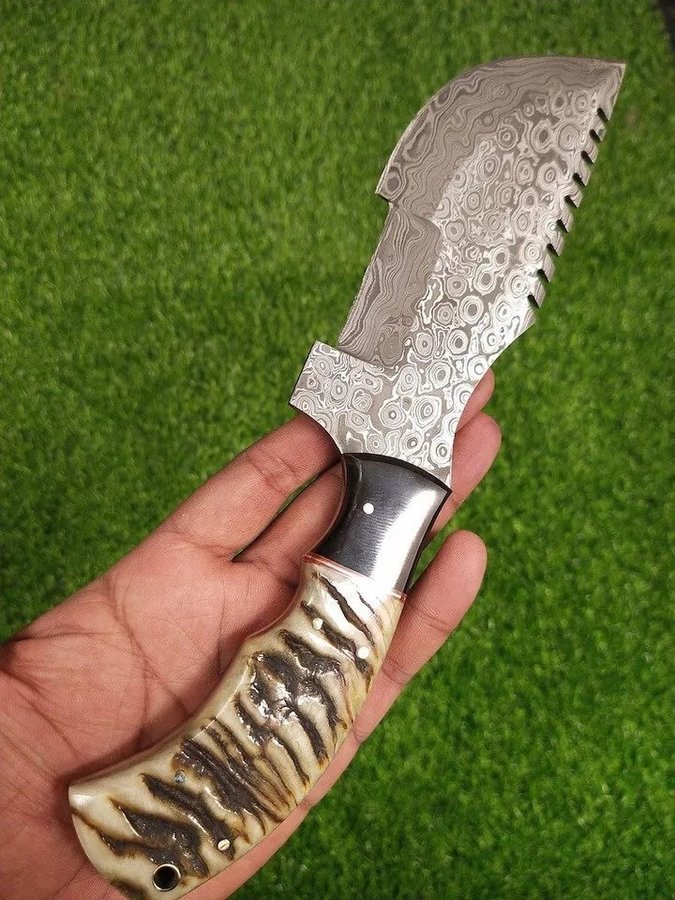 Custom Handmade Damascus Steel Blade Tracker knife Survival Knife Hunting Knife