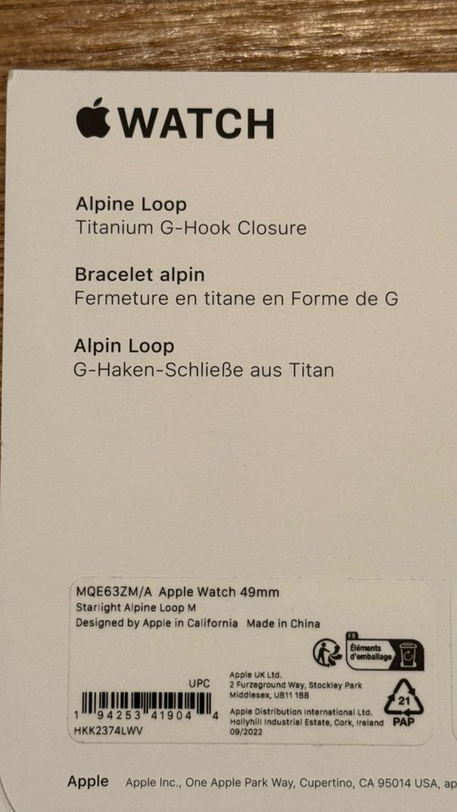 Apple Watch Armband - Alpine Loop - Titan G-Hook