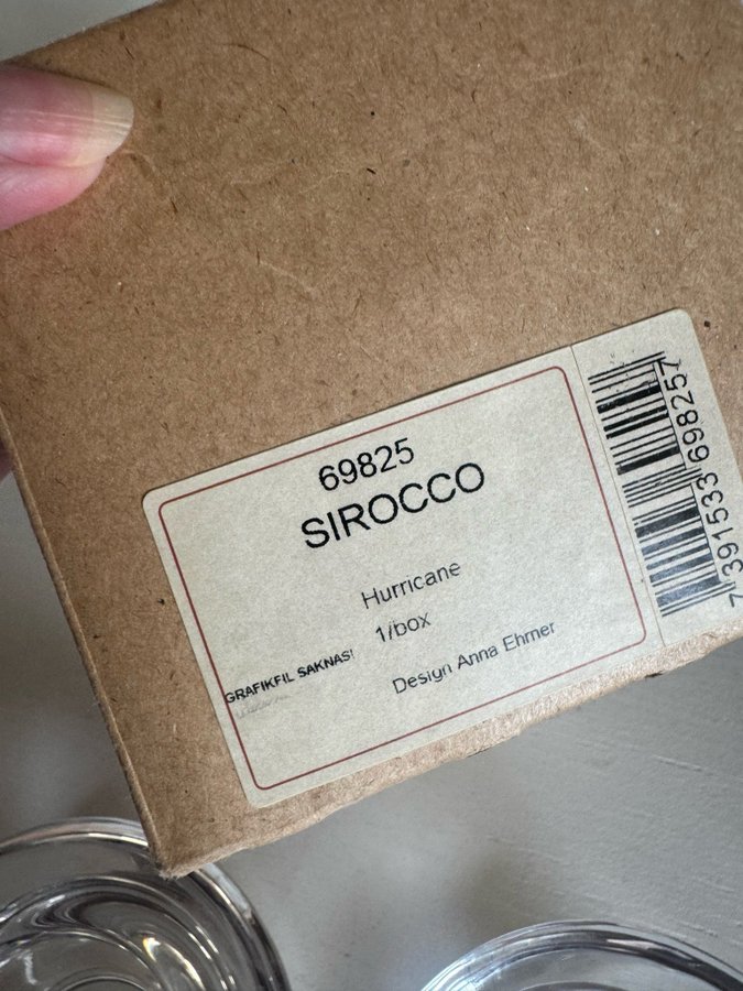 SIROCCO Hurricane 2 st ljuslyktor NYA Anna Ehrner Kosta Boda dukning julklapp