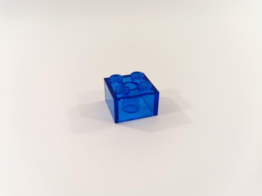 Lego - bit - brick - transparent - 2x2 - blå (trans dark blue)