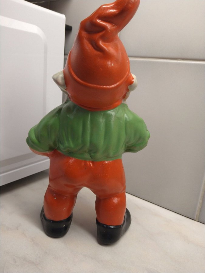 Stor gamma jul tomte som röker pipa / med ljushållare / keramik / terracotta