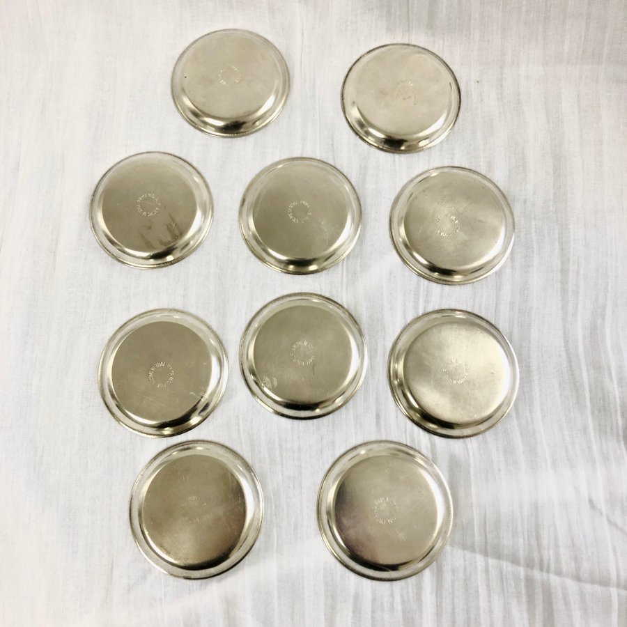 10 st Underlägg / Coasters | Svenskt Nysilver - Prima N.S. ALP. Vintage / Retro