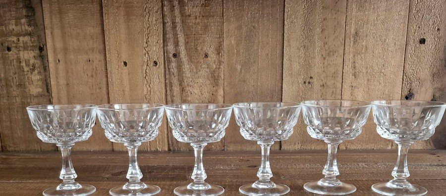 Kristall glas Cristal d'arques Darques Pompadour 6 st champagneglas