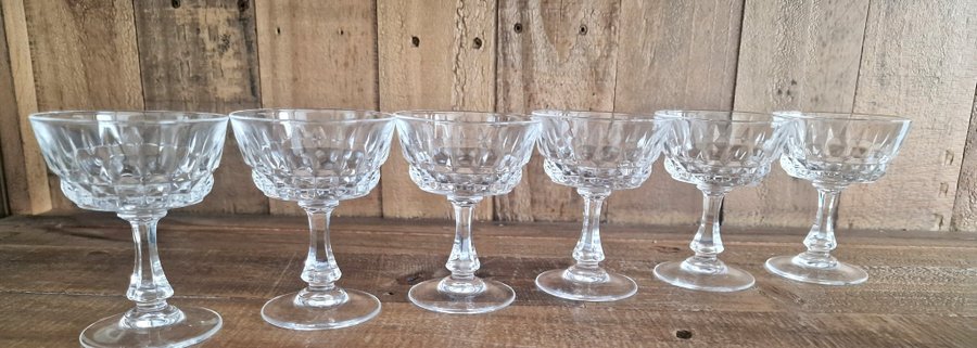 Kristall glas Cristal d'arques Darques Pompadour 6 st champagneglas