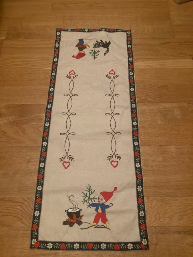 Gammal broderad julduk jul duk 26x70 cm