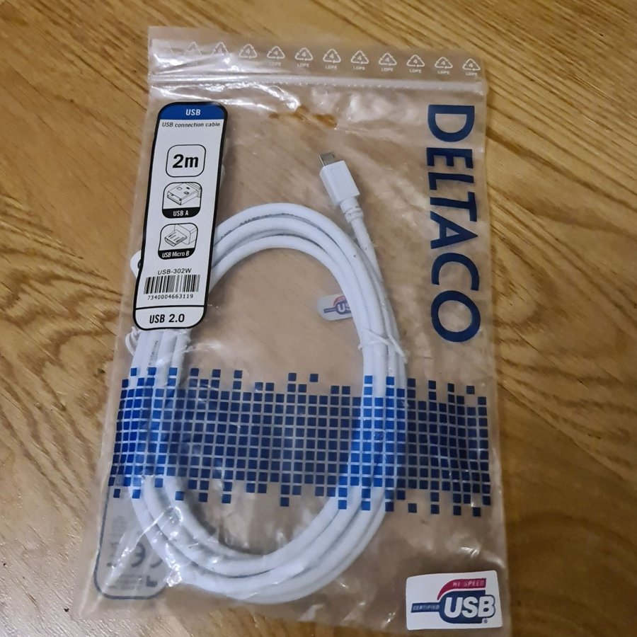 Deltaco micro-usb kabel 2m