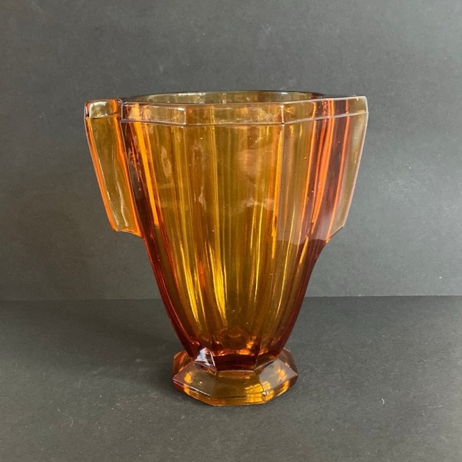 Amber Art Deco Glasvas