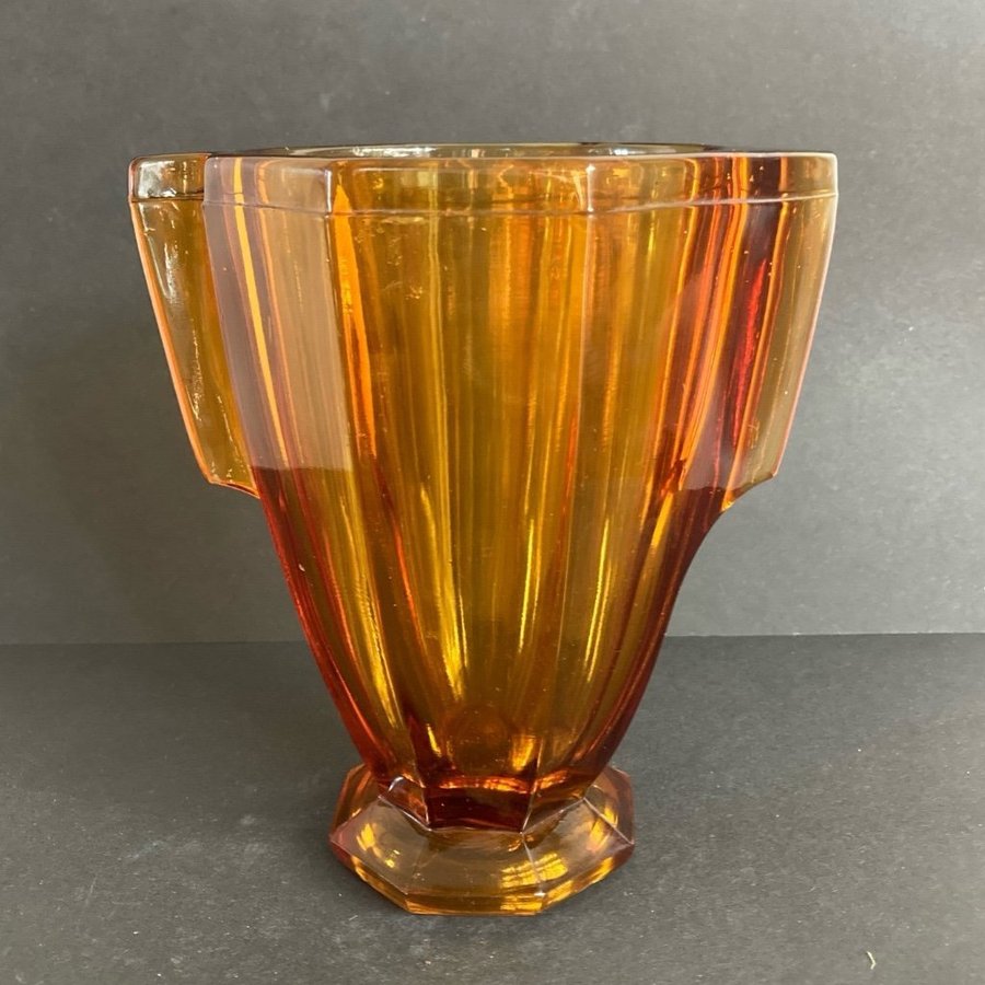 Amber Art Deco Glasvas