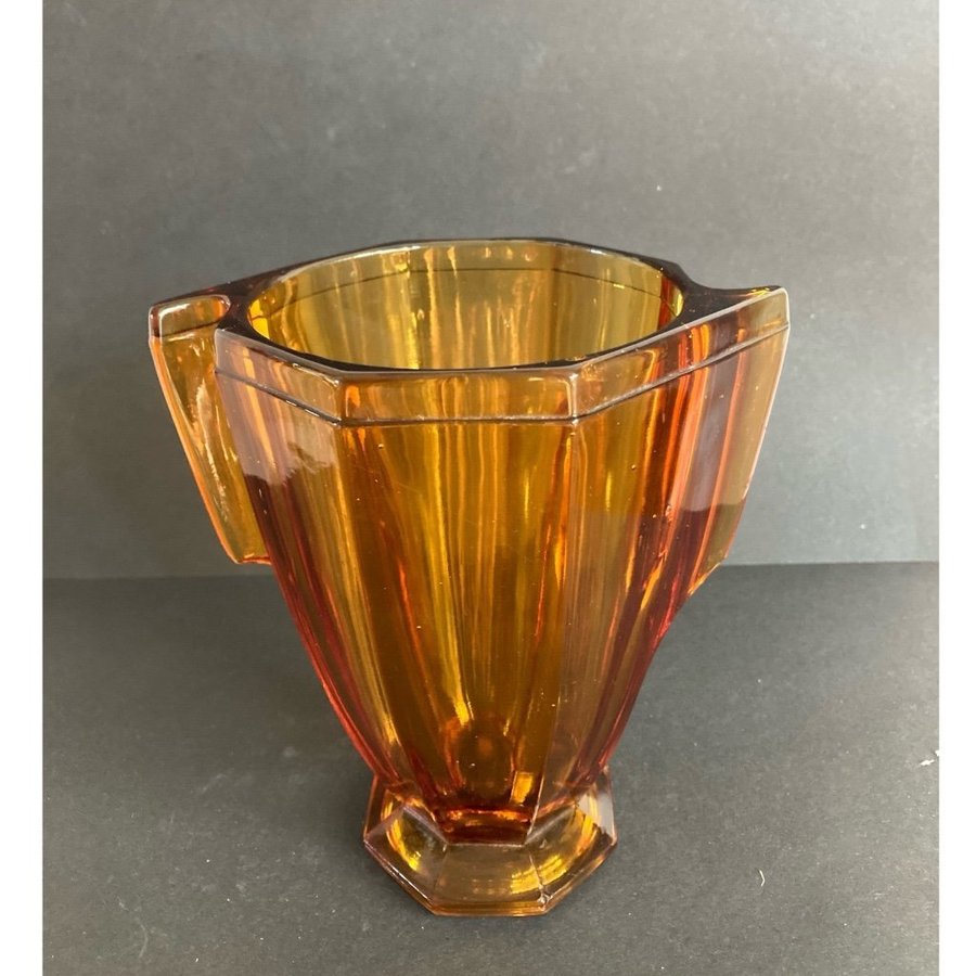 Amber Art Deco Glasvas