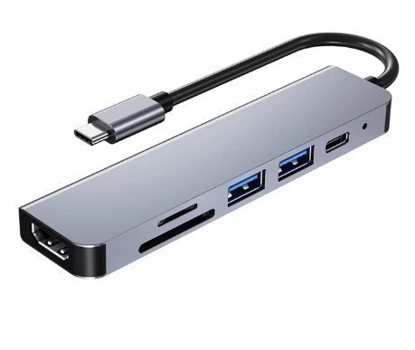 USB-C Hub 6-i-1 med HDMI, USB 3.0, SD/TF-kortläsare