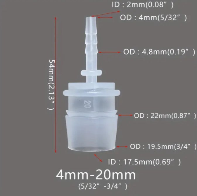 Adapter till microbevattning. Innerdiameter 20mm till 4mm. 2st.