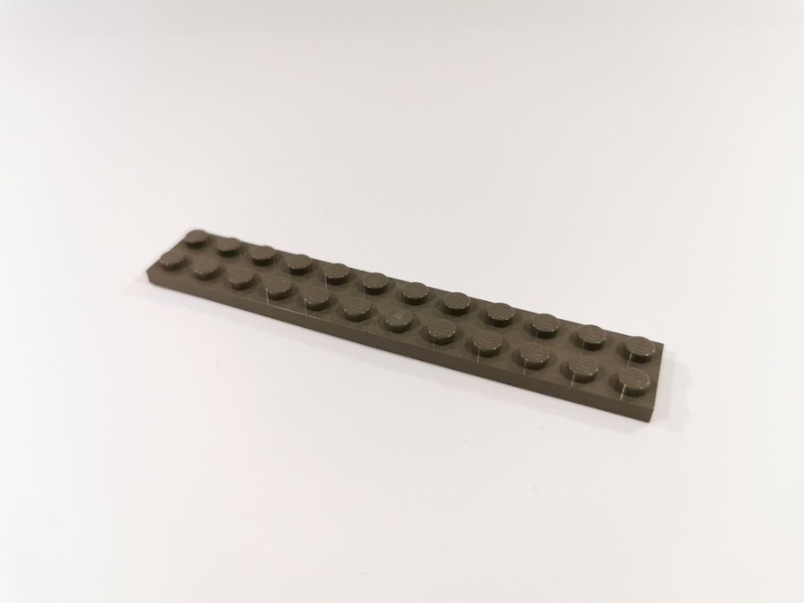 Lego - bas - plate - 2x12 - part 2445 - mörkgrå (old dark gray)