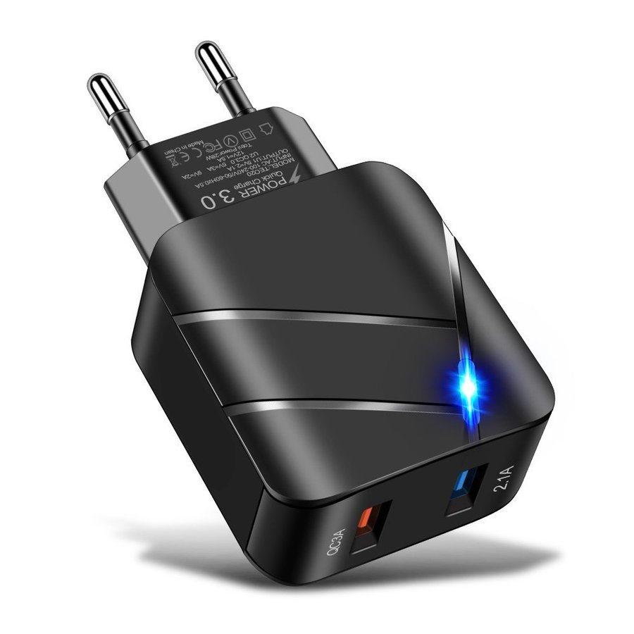 Quick Charge snabbladdare USB-laddare Android snabbladdning mobilladdare - svart