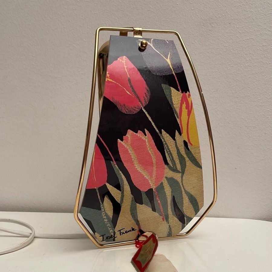 Vintage Mässing Vägglampa 24K Guldpläterad Tulpanmotiv Glasskärm Josef Frank