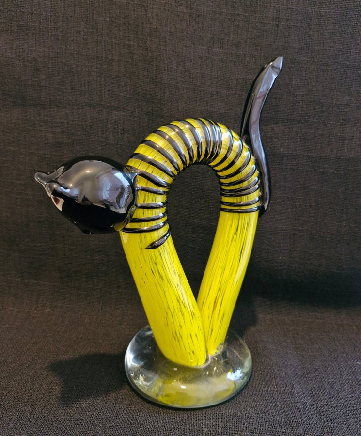 Glasfigur Katt, glaskonst, figurin, handarbete, skulptur, dekorativa