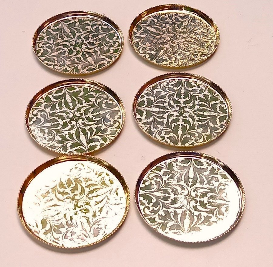 Scandia Guld coasters 6 st med 24 carats guldplätering - fina till festdukning