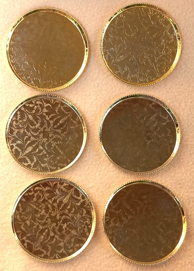 Scandia Guld coasters 6 st med 24 carats guldplätering - fina till festdukning