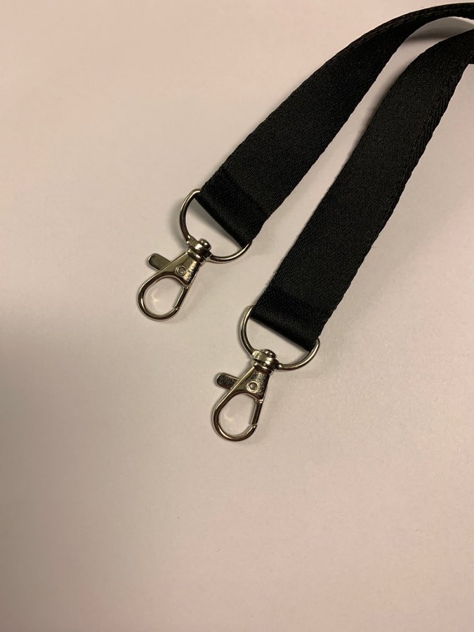 2 stycken Lanyards nyckelband säkerhetslås och hake karbinhake svart