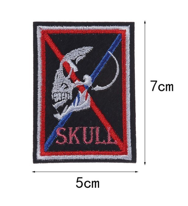 Black and Red Skull Square Embroidered Patch 5*7cm