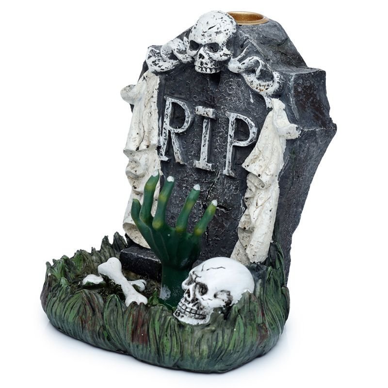 Rökelsekar av fallande rök Gravsten zombies RIP 13cm walking dead skull