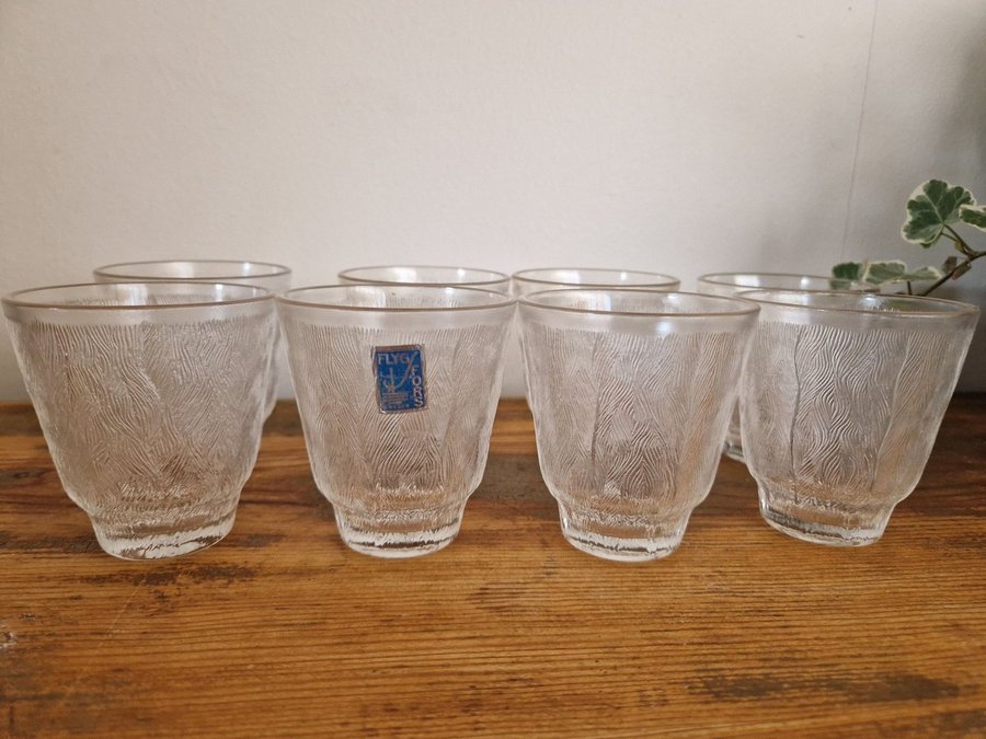 8 st selterglas Flygsfors glasbruk 50-tal RETRO VINTAGE