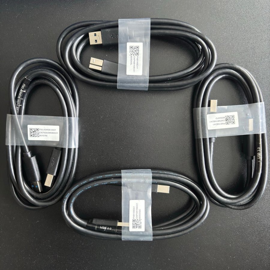 4 Dell USB 3.0 Cables, Type A to Type B