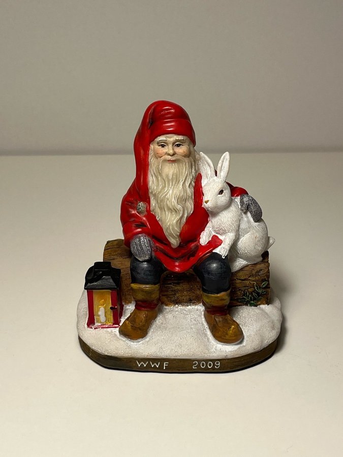 WWF 2009, tomte med kanin/hare, samlartomte, Carina Ståhlberg, jul julpynt