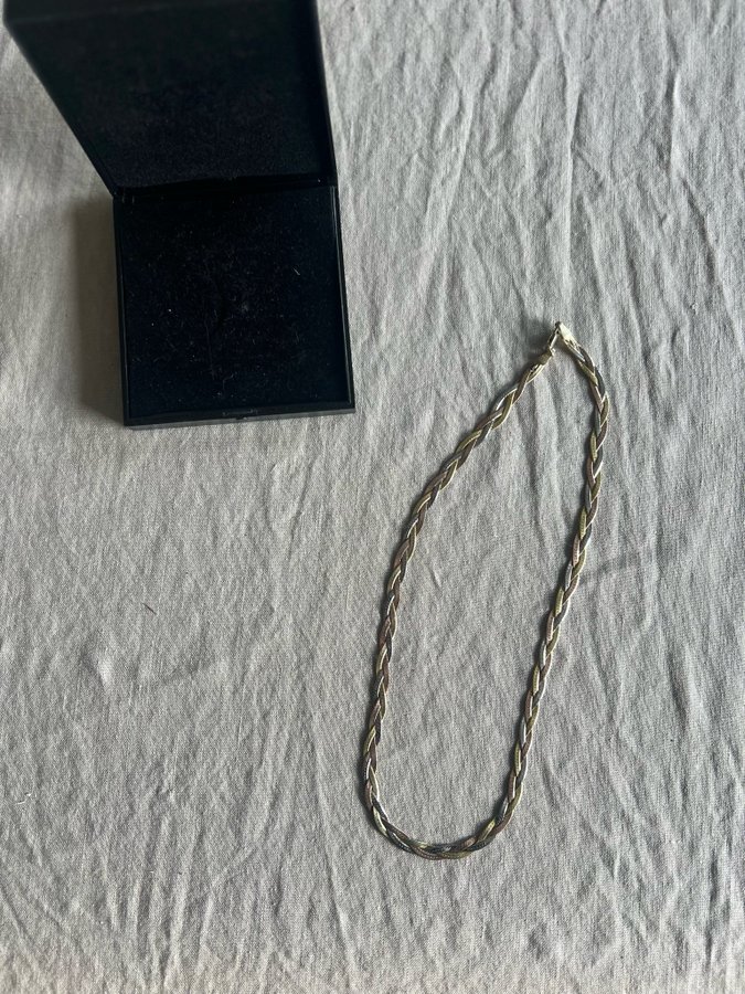 Halsband 18k flätat tre färger (rosé, guld, silver)