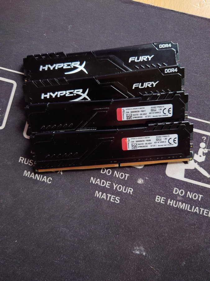 HyperX Fury DDR4 32GB (4x8GB) 3600MHz CL17 (2par 2x8GB).