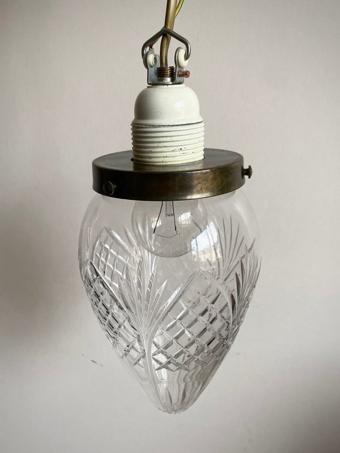 Taklampa glas mässing Jugend vintage antikt lampa tidig 1900-tal