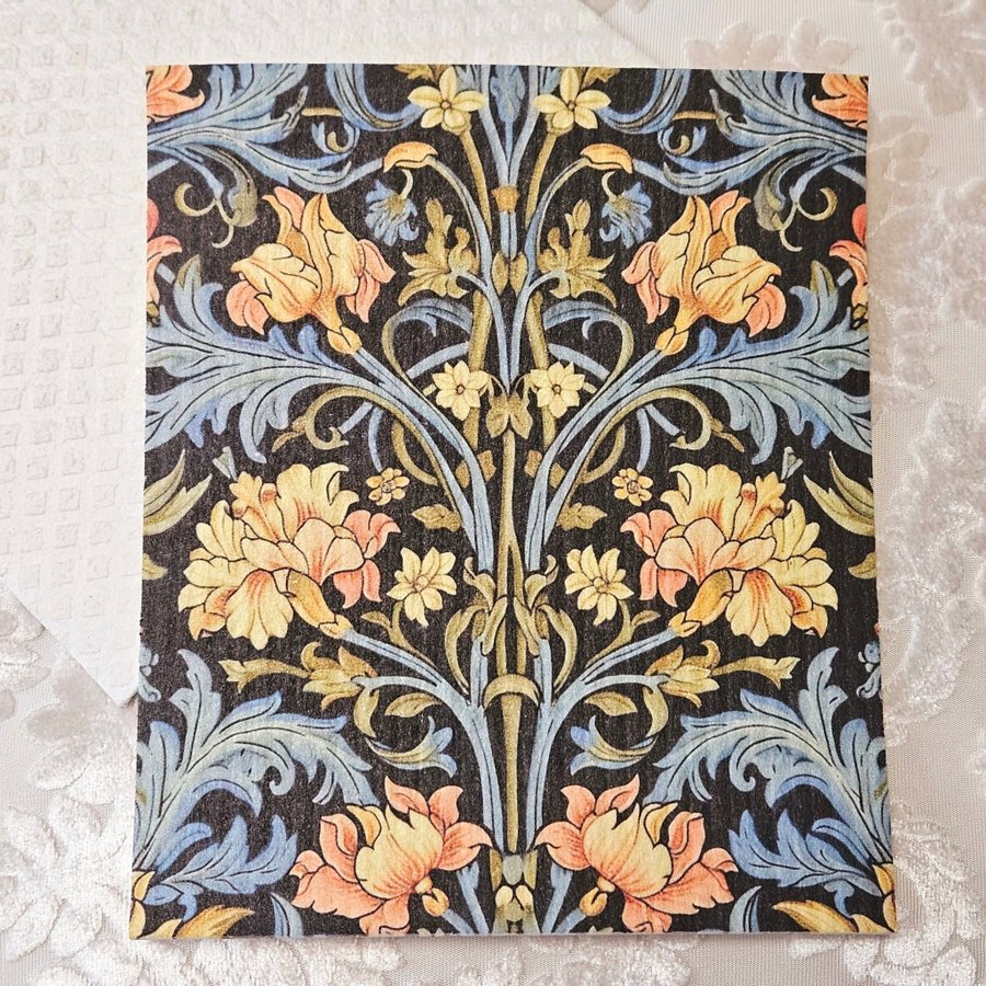 Disktrasa wettex duk med tryck William Morris inspererat blommor gul/orange