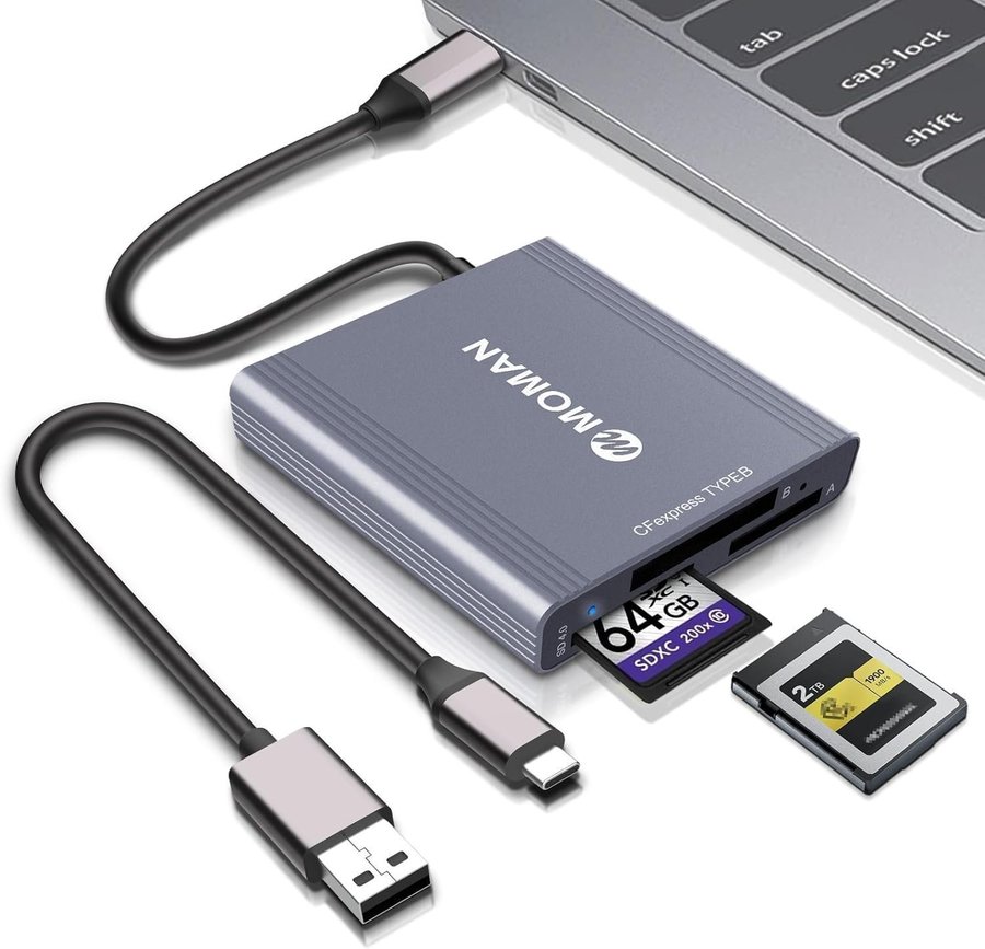 - NY - Minneskortläsare 4 in 1. USB + USB-C