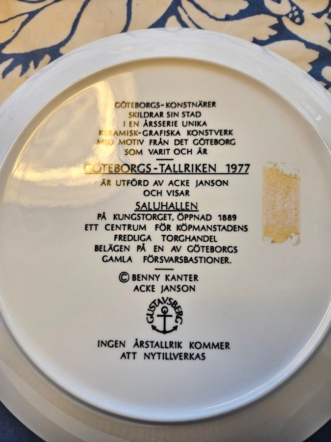 Gustavsbergs minnestallrik Göteborgstallriken1977