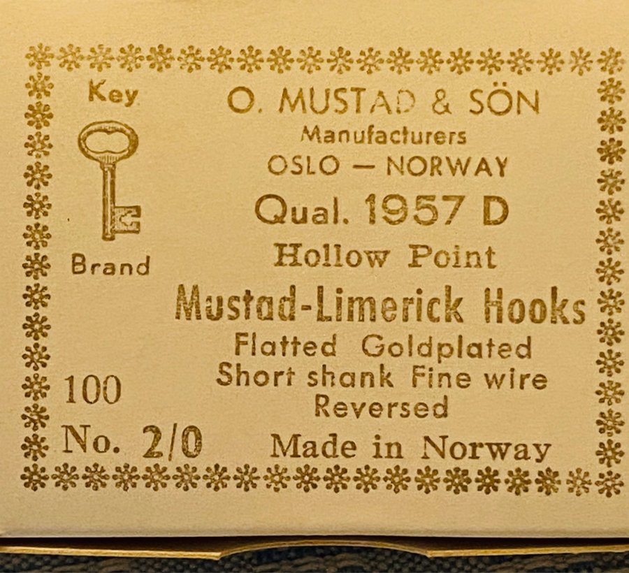 OBS Mustad special guldplaterade (äkta ) krokar 100st  Nr 2/0 Qual 1957 D 