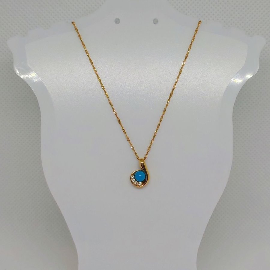 Natural Turquoise Necklace with Diamonds