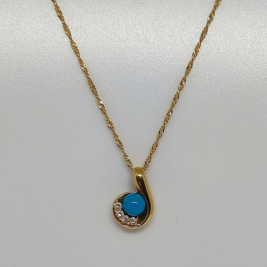 Natural Turquoise Necklace with Diamonds