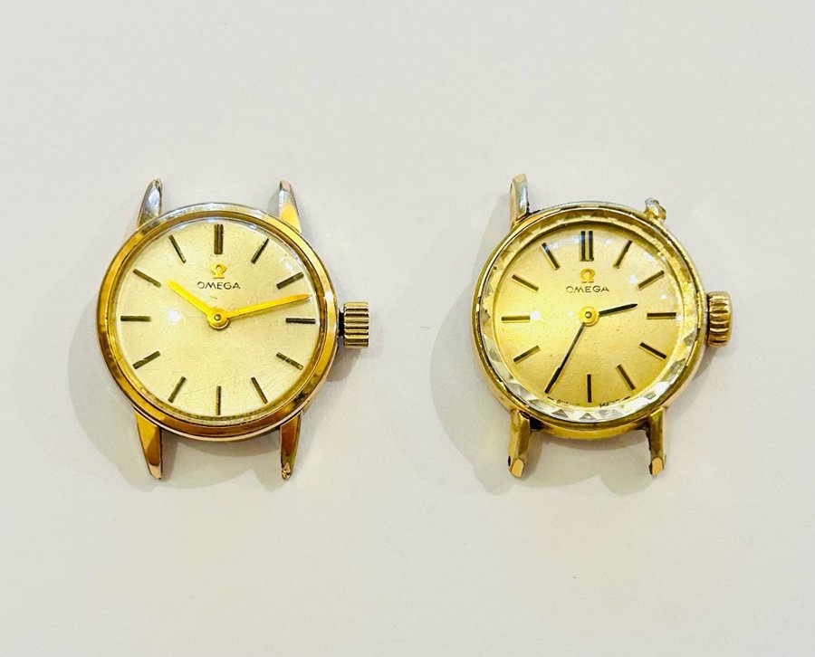 2 st Vintage Omega damklockor, Ø21mm