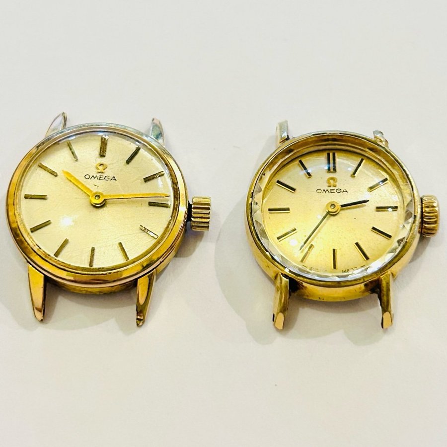 2 st Vintage Omega damklockor, Ø21mm