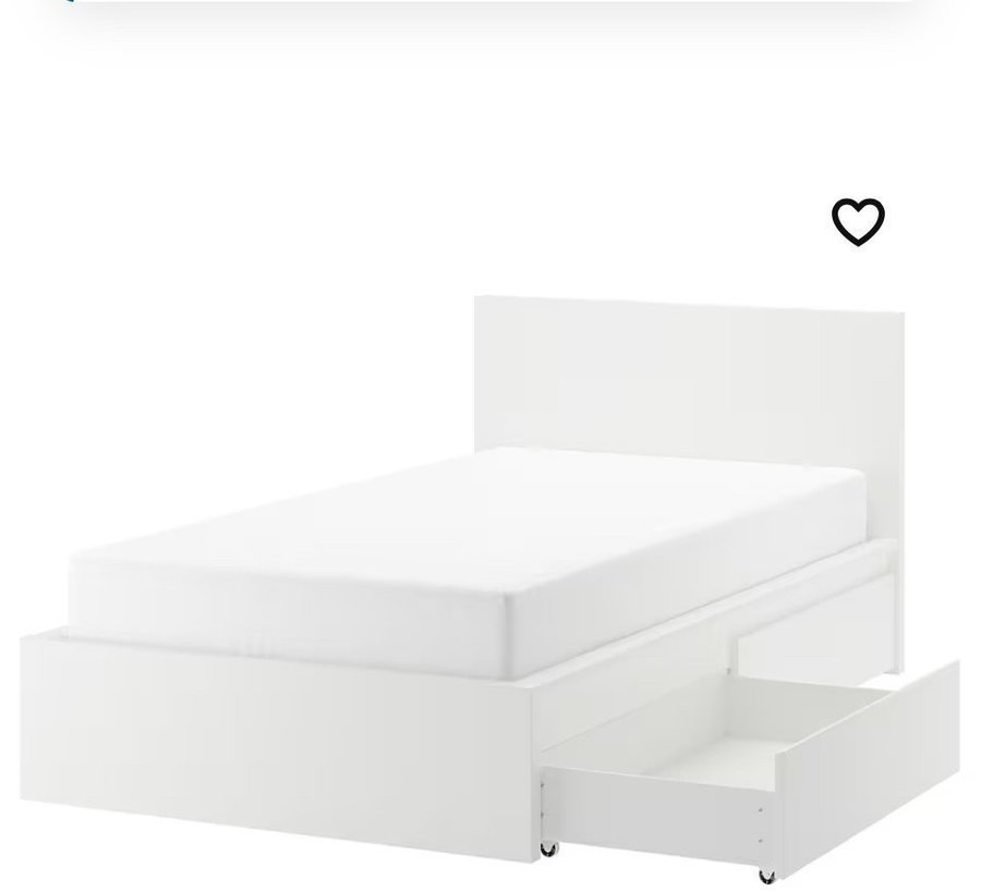 Säng IKEA Malm vit med förvaring