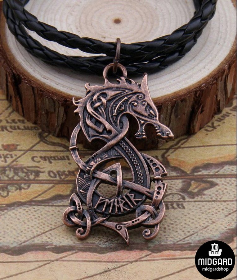 Viking Halsband. Fenrir Varg / Koppar färg