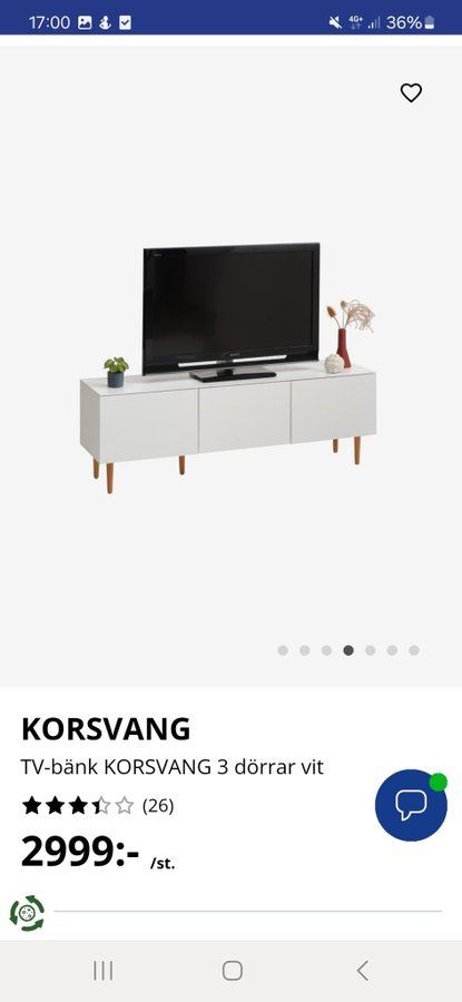 TV-bänk KORSVANG 3 dörrar vit