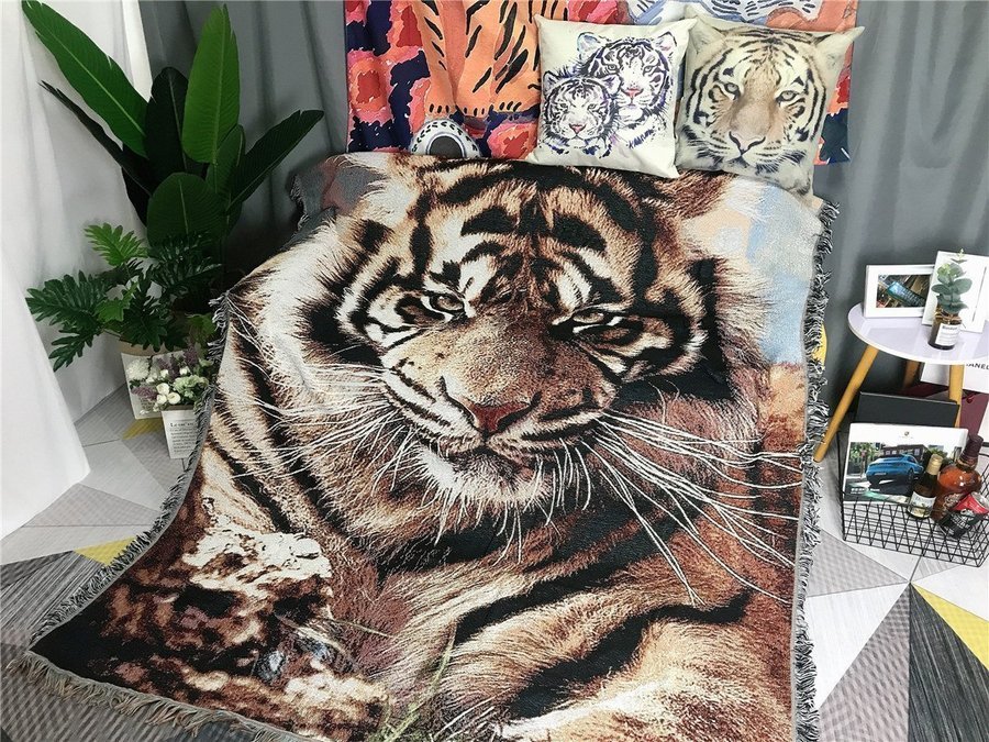 Tiger chair sofa blanket camping carpet room decoration tapestry,130*160cm