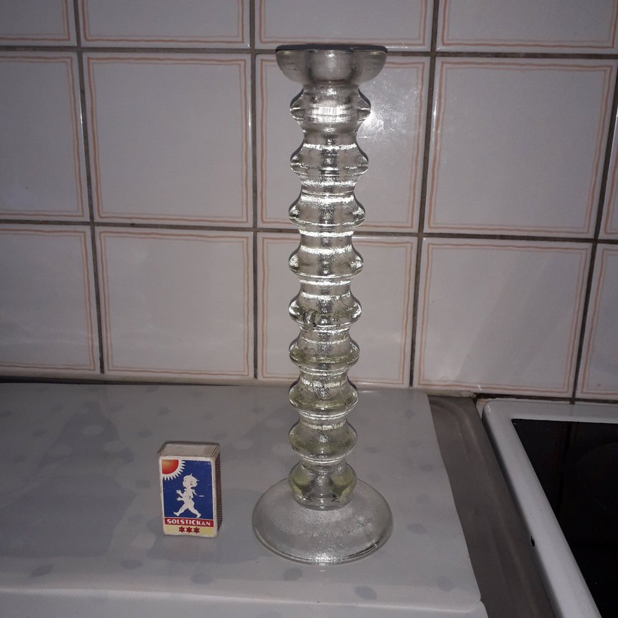 LJUSSTAKE / GLAS, 9 Ringar / 30 cm / Okänd, omärkt