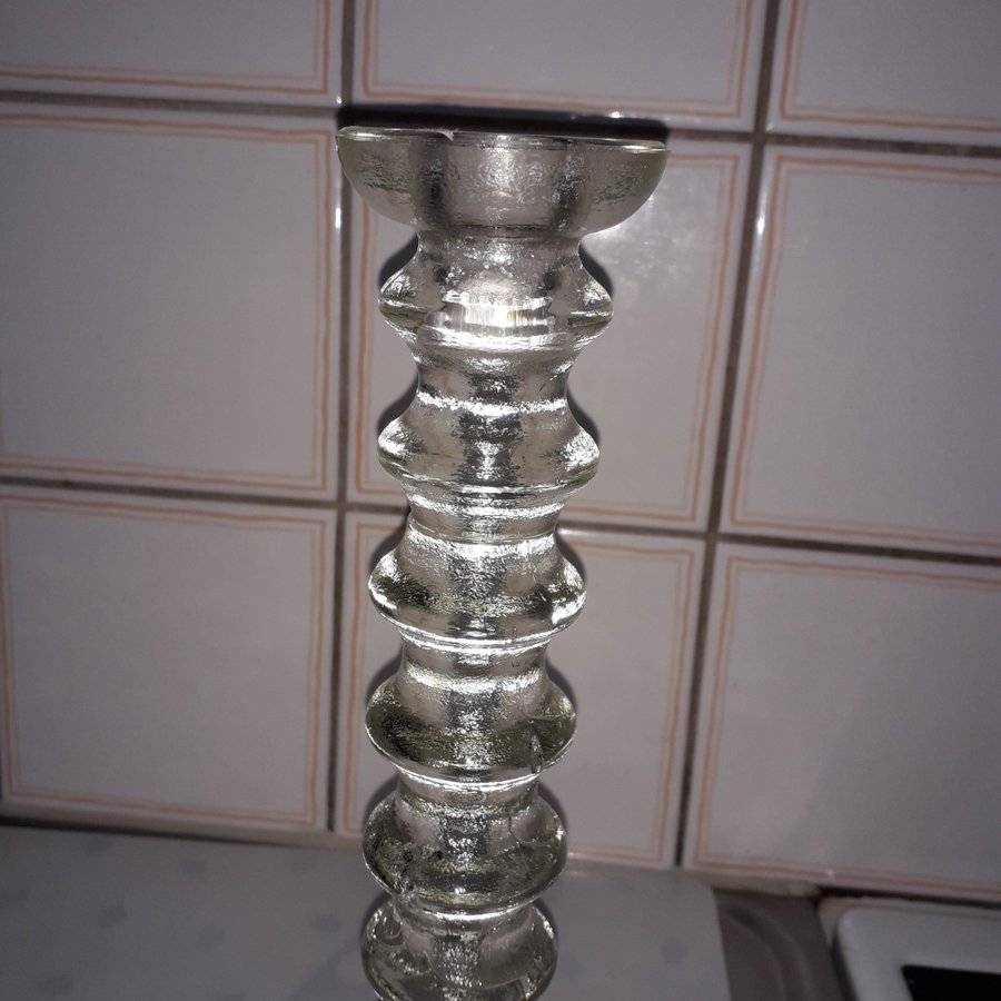 LJUSSTAKE / GLAS, 9 Ringar / 30 cm / Okänd, omärkt