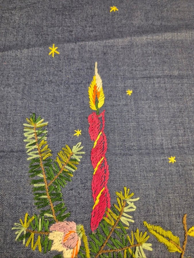 Julbonad 46×27 Handbroderad Linnetyg