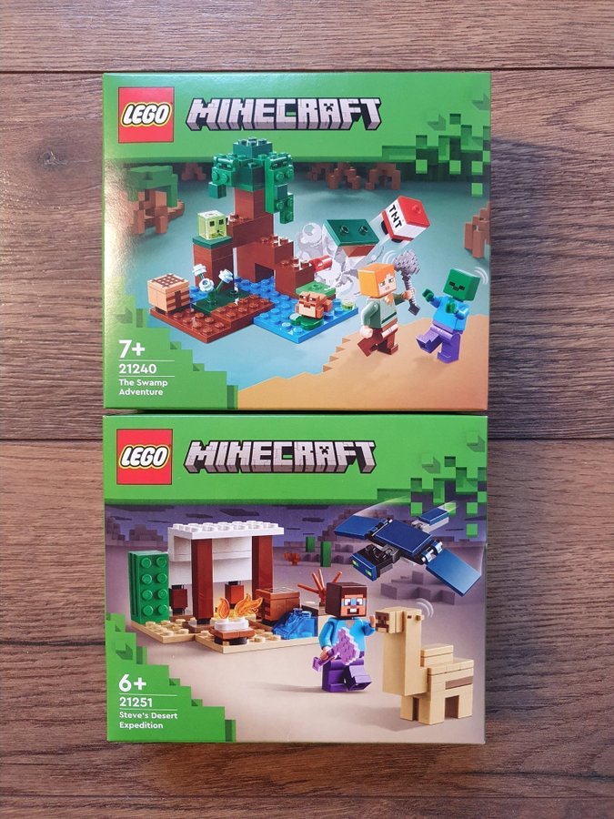 LEGO Minecraft 21240 The Swamp Adventure  21251 Steve's Desert Expedition