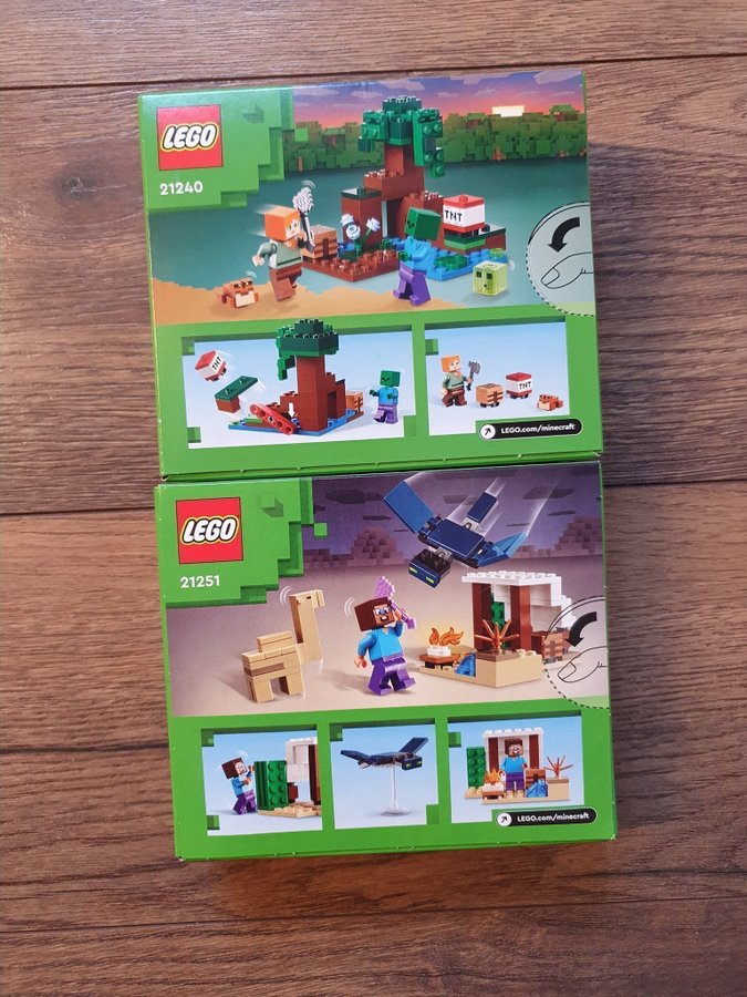 LEGO Minecraft 21240 The Swamp Adventure  21251 Steve's Desert Expedition