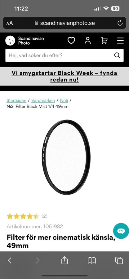 Nisi Filter Black Mist 1/4 49mm