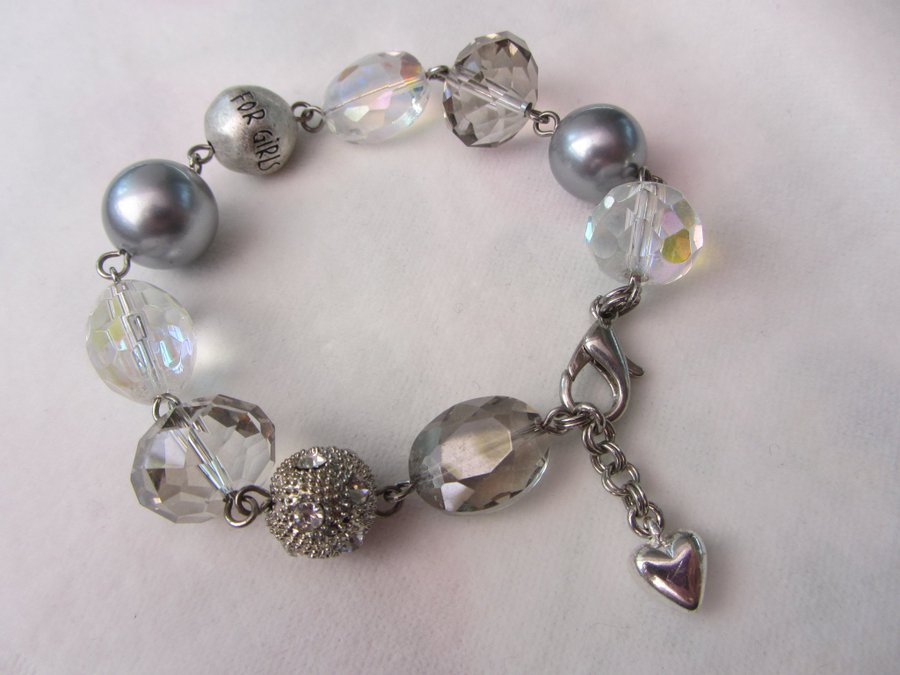 Fint * Pearls for Girls, ARMBAND * Pärlor, Strass mm. ca: 19,5-21 cm.